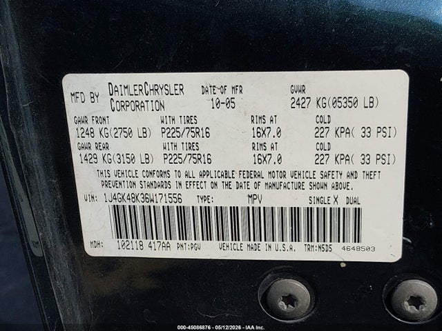 Продажа на аукционе авто 2006 Jeep Liberty Sport, vin: 1J4GK48K36W171556, номер лота: 45086876