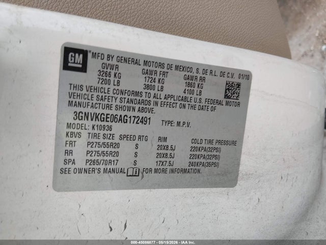 Продаж на аукціоні авто 2010 Chevrolet Avalanche 1500 Ltz, vin: 3GNVKGE06AG172491, номер лоту: 45086877
