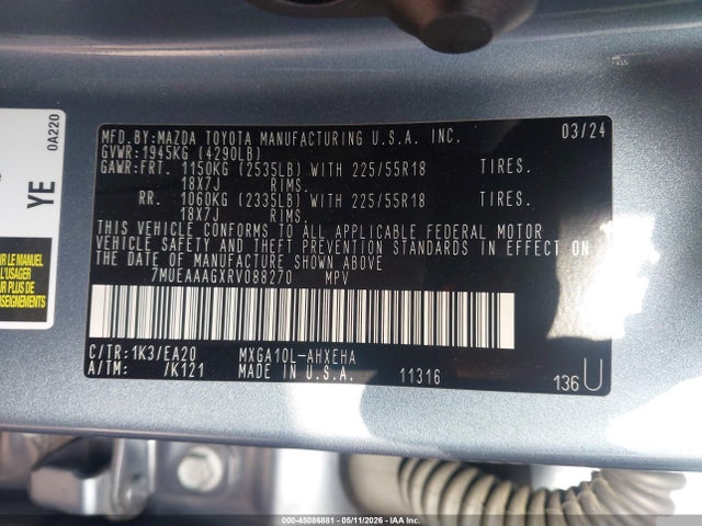 7MUEAAAGXRV088270 Toyota Corolla Cross Xle