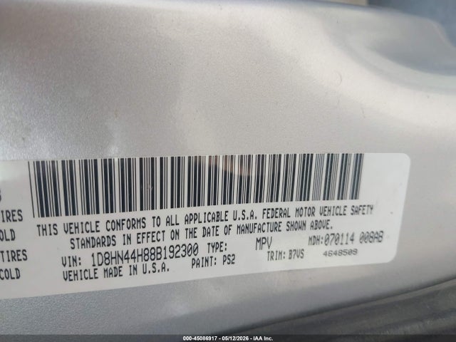 Продажа на аукционе авто 2008 Dodge Grand Caravan Se, vin: 1D8HN44H88B192300, номер лота: 45086917