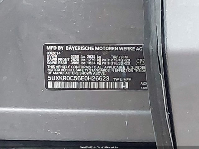 Aukcja sprzedaży 2014 Bmw X5 Xdrive35i, vin: 5UXKR0C56E0H26623, numer aukcji: 45086931