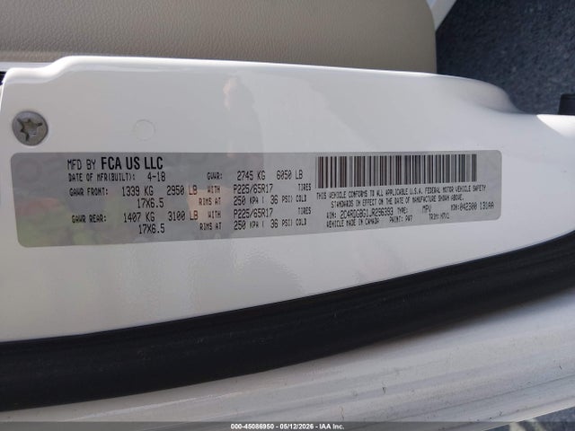 Продажа на аукционе авто 2018 Dodge Grand Caravan Se, vin: 2C4RDGBG1JR296393, номер лота: 45086950