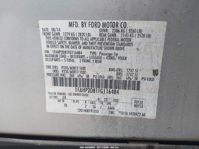 Продаж на аукціоні авто 2015 Ford Taurus Se, vin: 1FAHP2D81FG116484, номер лоту: 45086998