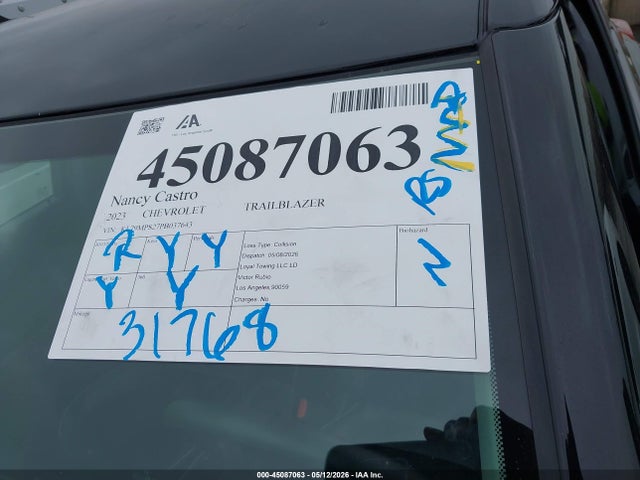 KL79MPS27PB037643 Chevrolet Trailblazer Fwd Lt