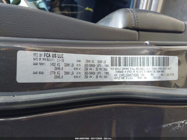 Продаж на аукціоні авто 2017 Dodge Durango Gt Awd, vin: 1C4RDJDG0HC719302, номер лоту: 45087068