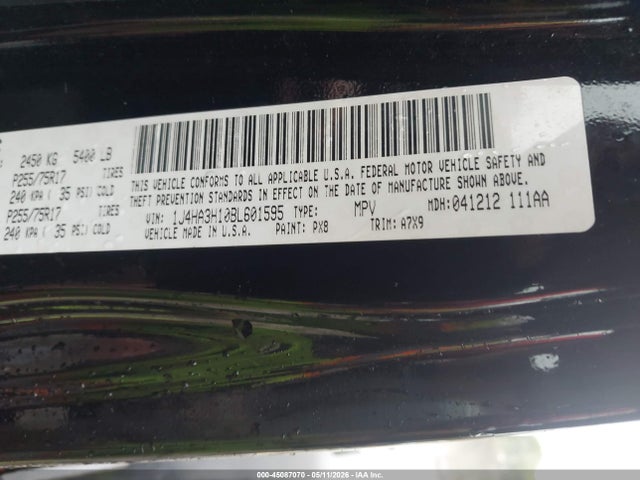 Продажа на аукционе авто 2011 Jeep Wrangler Unlimited Sport, vin: 1J4HA3H10BL601595, номер лота: 45087070