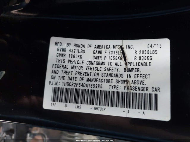 Aukcja sprzedaży 2013 Honda Accord Sport, vin: 1HGCR2F54DA165990, numer aukcji: 45087095