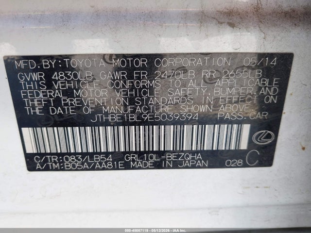 Lexus GS 350 2014 JTHBE1BL9E5039394 Image 9