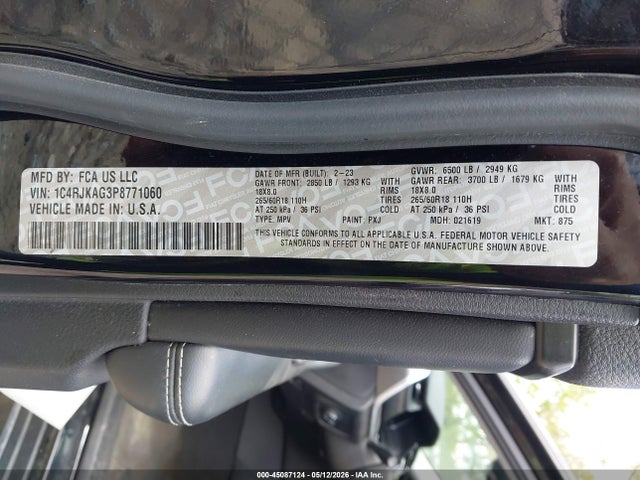 Продаж на аукціоні авто 2023 Jeep Grand Cherokee L Laredo 4x4, vin: 1C4RJKAG3P8771060, номер лоту: 45087124