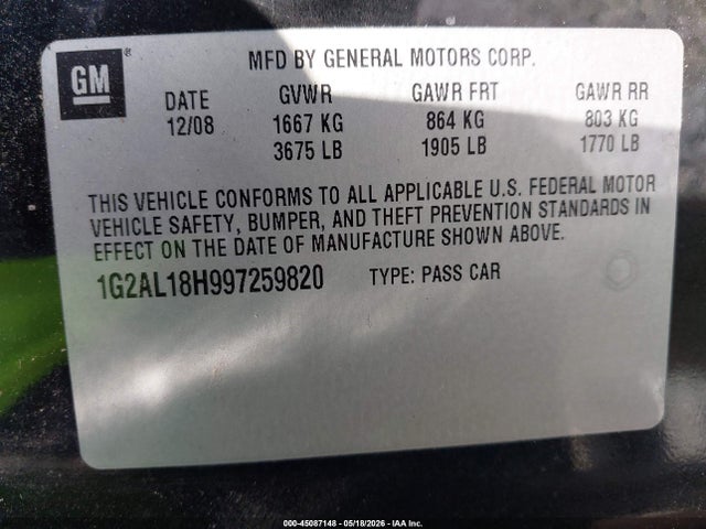 Продажа на аукционе авто 2009 Pontiac G5, vin: 1G2AL18H997259820, номер лота: 45087148