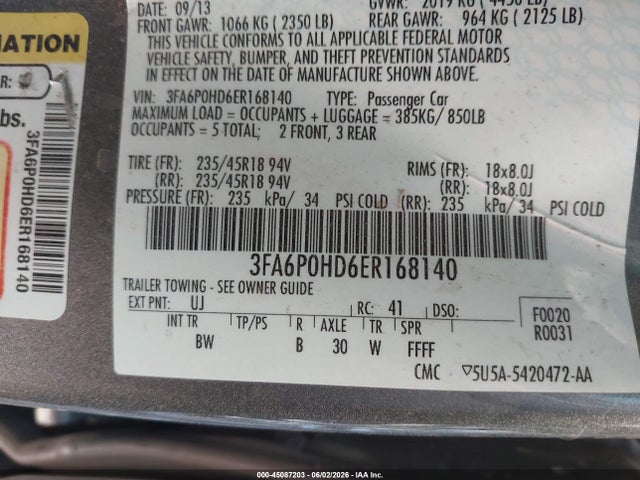 Ford FUSION SE 2014 3FA6P0HD6ER168140 Image 9