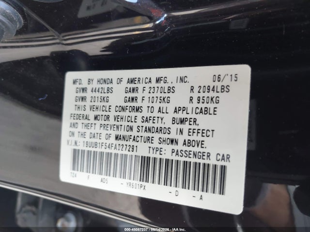 Aukcja sprzedaży 2015 Acura Tlx Tech, vin: 19UUB1F54FA027291, numer aukcji: 45087237