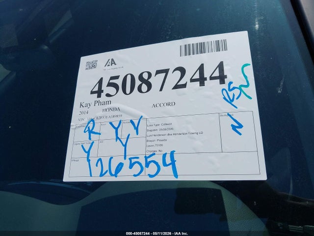 Продажа на аукционе авто 2014 Honda Accord Sport, vin: 1HGCR2F53EA189859, номер лота: 45087244