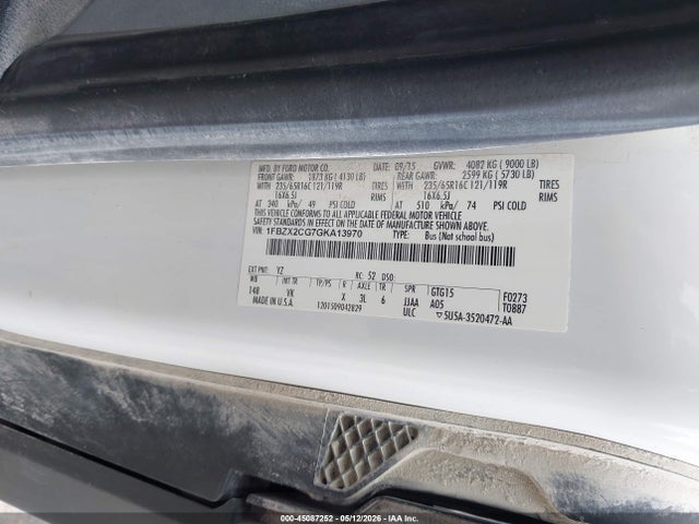 Продаж на аукціоні авто 2016 Ford Transit-350 Xl, vin: 1FBZX2CG7GKA13970, номер лоту: 45087252