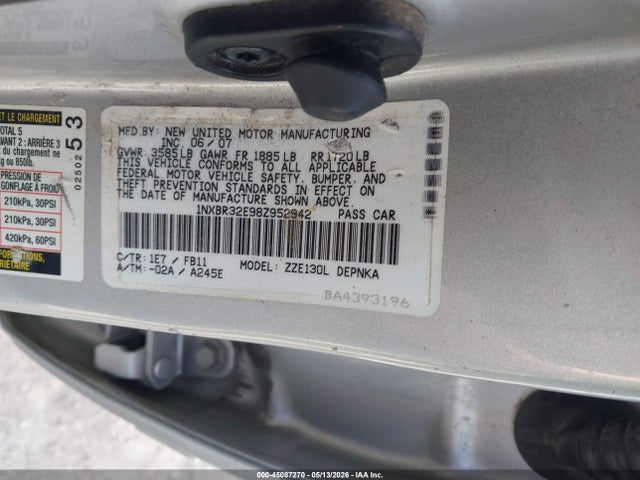 Aukcja sprzedaży 2008 Toyota Corolla Le, vin: 1NXBR32E98Z952942, numer aukcji: 45087270