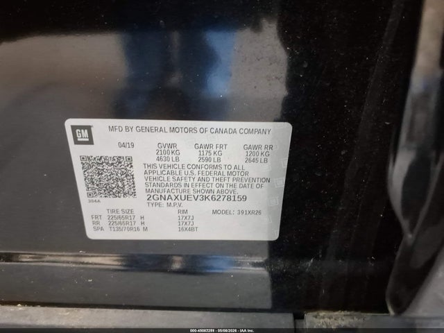 2GNAXUEV3K6278159 Chevrolet EQUINOX LT
