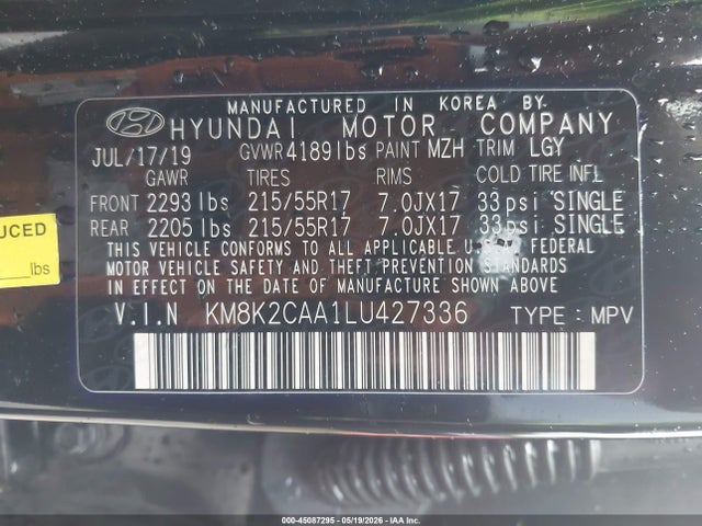 Aukcja sprzedaży 2020 Hyundai Kona Sel, vin: KM8K2CAA1LU427336, numer aukcji: 45087295