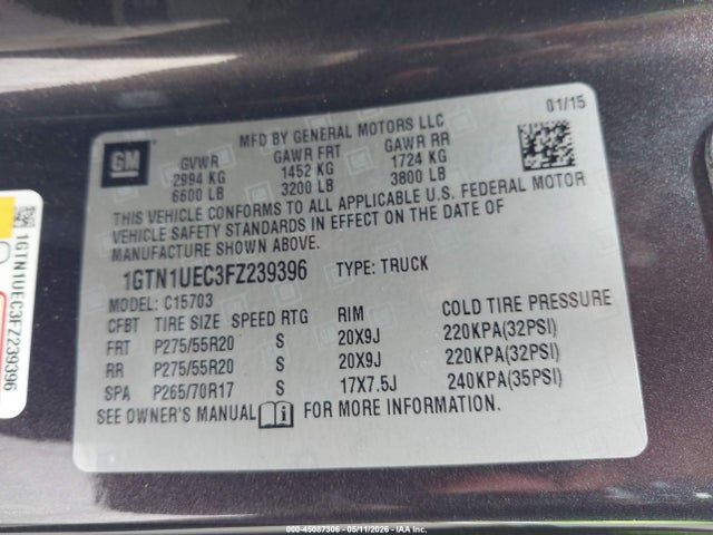 GMC Sierra 1500 Sle 2015 1GTN1UEC3FZ239396 Image 9