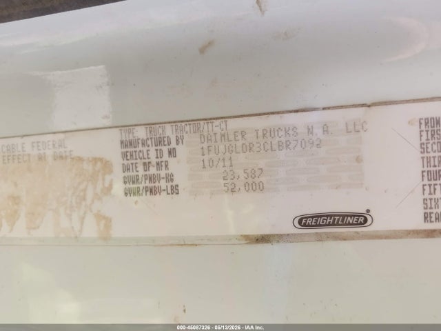 Aukcja sprzedaży 2012 Freightliner Cascadia 125, vin: 1FUJGLDR3CLBR7092, numer aukcji: 45087326