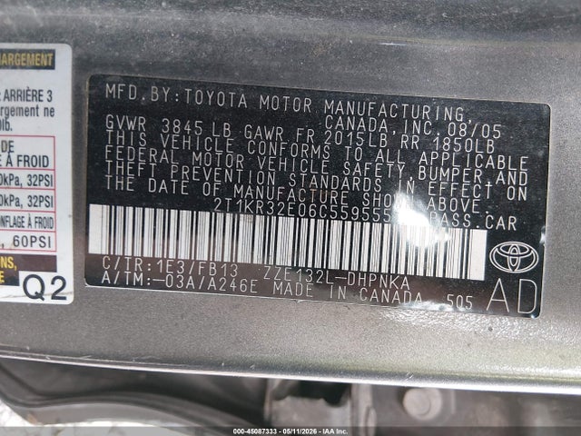 Продажа на аукционе авто 2006 Toyota Matrix Xr, vin: 2T1KR32E06C559555, номер лота: 45087333