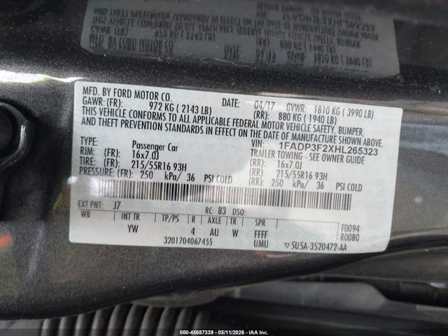 Ford FOCUS SE 2017 1FADP3F2XHL265323 Image 9