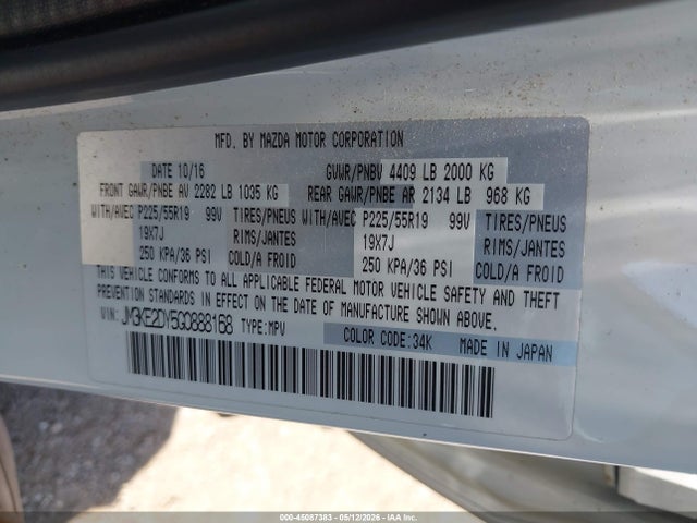 Продаж на аукціоні авто 2016 Mazda Cx-5 Grand Touring, vin: JM3KE2DY5G0888168, номер лоту: 45087383