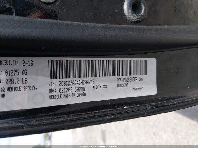 Продажа на аукционе авто 2016 Dodge Challenger Sxt, vin: 2C3CDZAG4GH200715, номер лота: 45087458
