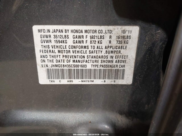 Продаж на аукціоні авто 2012 Honda Fit, vin: JHMGE8H35CS001603, номер лоту: 45087483