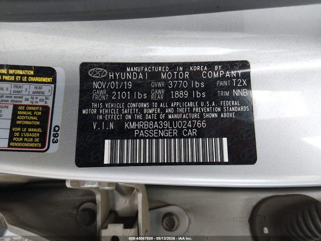 Продаж на аукціоні авто 2020 Hyundai Venue Se, vin: KMHRB8A39LU024766, номер лоту: 45087500