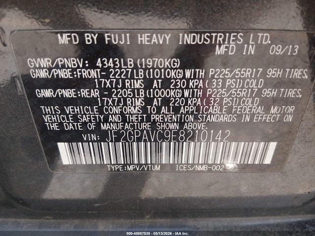 Aukcja sprzedaży 2014 Subaru Xv Crosstrek 2.0i Premium, vin: JF2GPAVC9E8210142, numer aukcji: 45087538