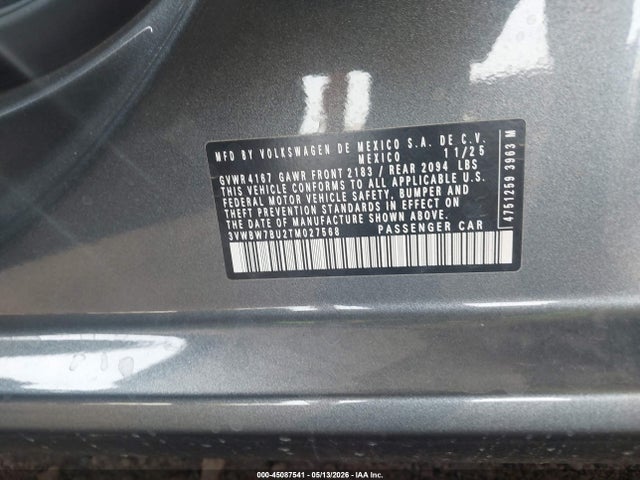 Aukcja sprzedaży 2026 Volkswagen Jetta Sport, vin: 3VWBW7BU2TM027568, numer aukcji: 45087541