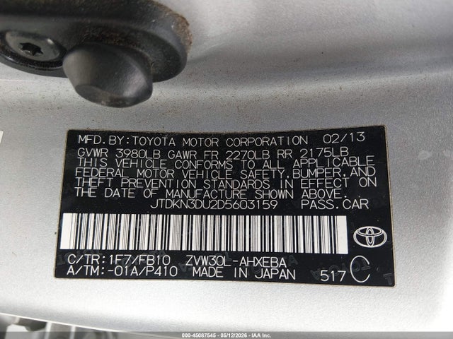 Продаж на аукціоні авто 2013 Toyota Prius Three, vin: JTDKN3DU2D5603159, номер лоту: 45087545