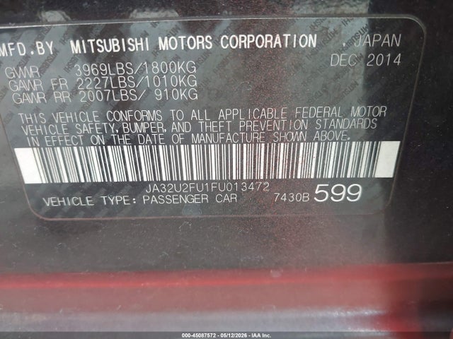Продаж на аукціоні авто 2015 Mitsubishi Lancer Es, vin: JA32U2FU1FU013472, номер лоту: 45087572