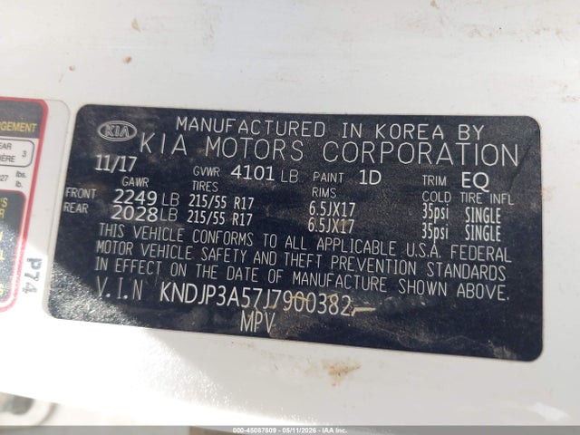 45087609 :رقم المزاد ، KNDJP3A57J7900382 vin ، 2018 Kia Soul + مزاد بيع