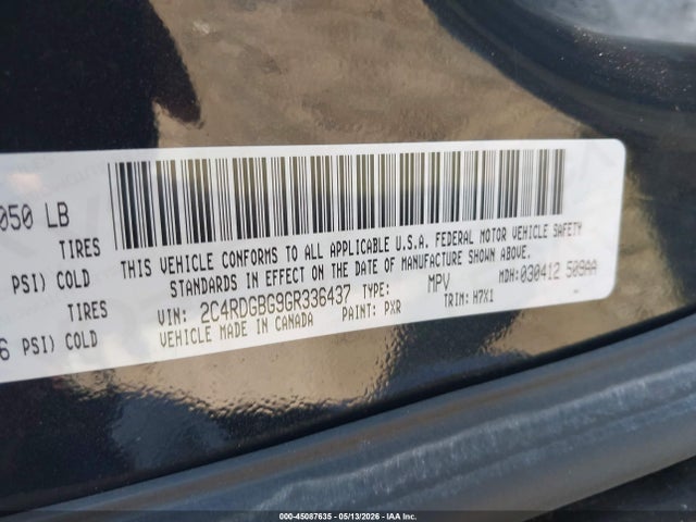 45087635 :رقم المزاد ، 2C4RDGBG9GR336437 vin ، 2016 Dodge Grand Caravan Se مزاد بيع