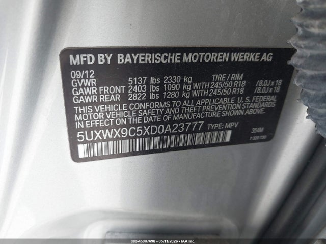 Продажа на аукционе авто 2013 Bmw X3 Xdrive28i, vin: 5UXWX9C5XD0A23777, номер лота: 45087698