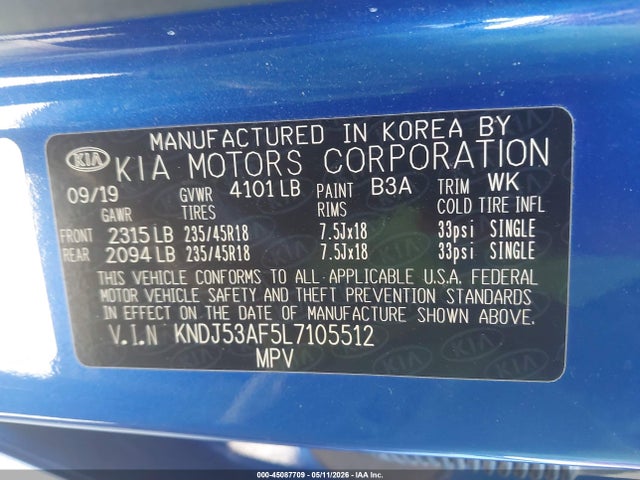 Продажа на аукционе авто 2020 Kia Soul Gt-line Turbo, vin: KNDJ53AF5L7105512, номер лота: 45087709