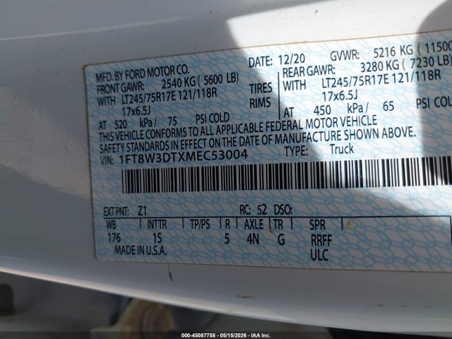 Ford F-350 Xl 2021 1FT8W3DTXMEC53004 Image 9