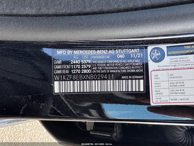 Продаж на аукціоні авто 2022 Mercedes-benz E 350 4matic, vin: W1KZF8EBXNB029411, номер лоту: 45087783