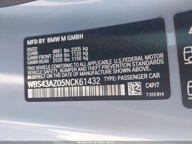 BMW M4 Competition Xdrive 2022 WBS43AZ05NCK61432 Image 9