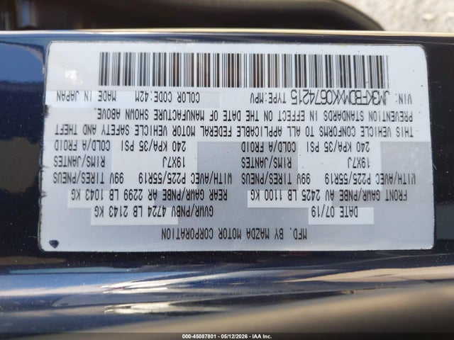 JM3KFBDMXK0674215 Mazda Cx-5 Grand Touring