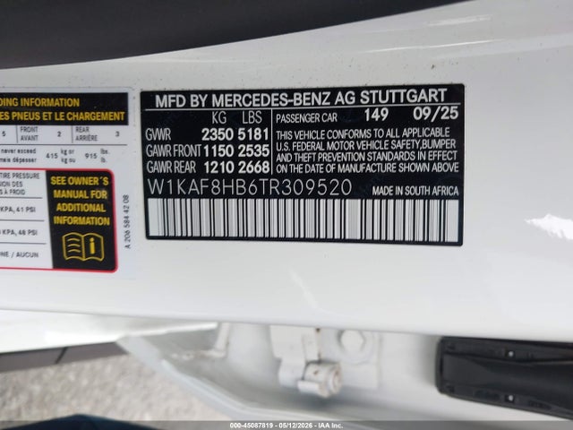 W1KAF8HB6TR309520 Mercedes-Benz Amg C 43 4matic