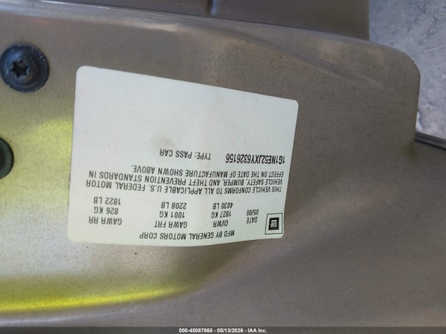 45087868 :رقم المزاد ، 1G1NE52JXY6326156 vin ، 2000 Chevrolet Malibu Ls مزاد بيع