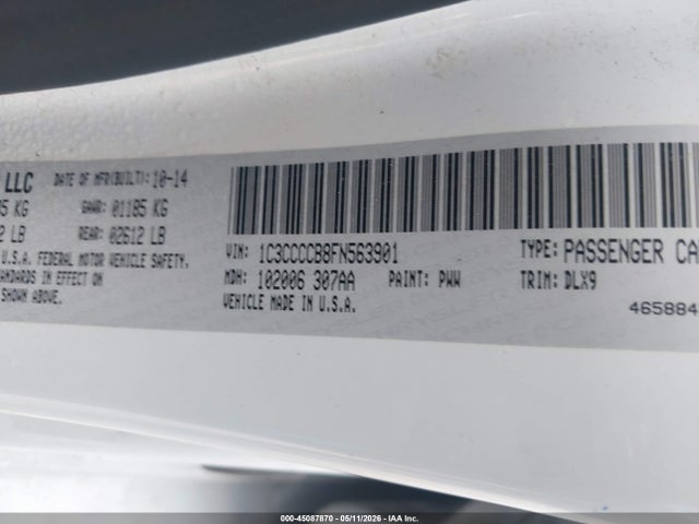 Aukcja sprzedaży 2015 Chrysler 200 C, vin: 1C3CCCCB8FN563901, numer aukcji: 45087870