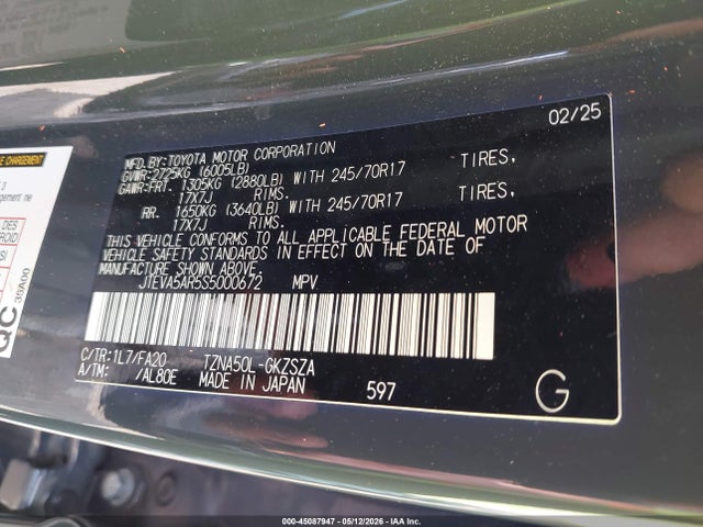 Toyota 4RUNNER SR5 2025 JTEVA5AR5S5000672 Image 26