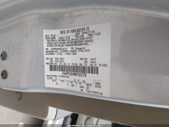 Продаж на аукціоні авто 2008 Ford Focus Se/ses, vin: 1FAHP35N48W103778, номер лоту: 45087970