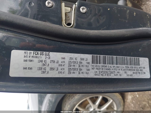 45087980 :رقم المزاد ، 3C4PDDEG8JT330277 vin ، 2018 Dodge Journey Gt Awd مزاد بيع