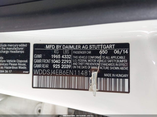 WDDSJ4EB6EN114818 Mercedes-Benz CLA 250