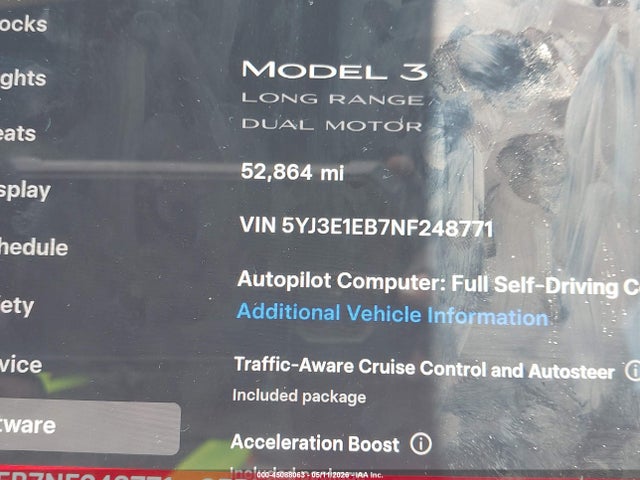 Aukcja sprzedaży 2022 Tesla Model 3 Long Range Dual Motor All-wheel Drive, vin: 5YJ3E1EB7NF248771, numer aukcji: 45088063