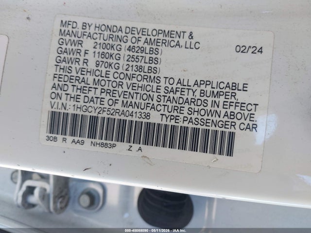 1HGCY2F52RA041338 Honda Accord Hybrid Sport